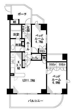 クオリア後楽園 401号室 間取り図