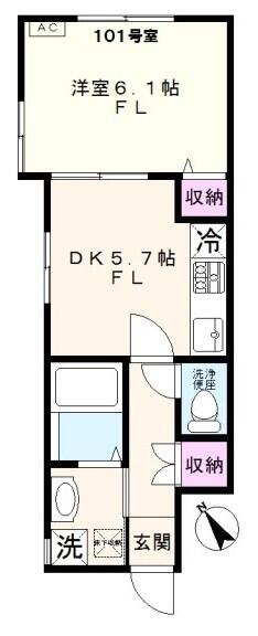 チャルテ湯島 101号室 間取り図