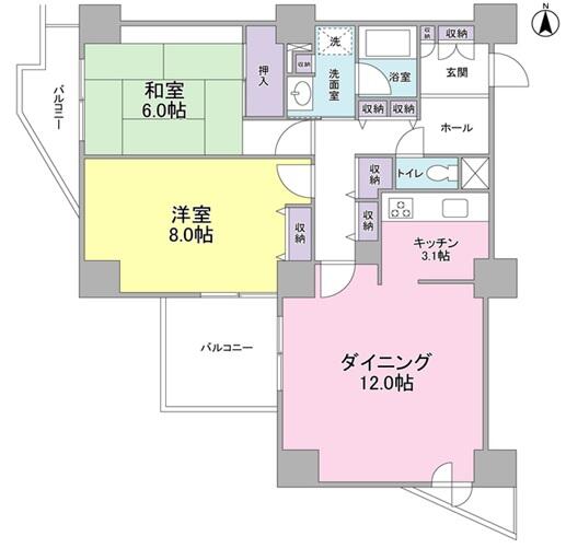 文京グリーンコートビュータワー本駒込A棟間取り図