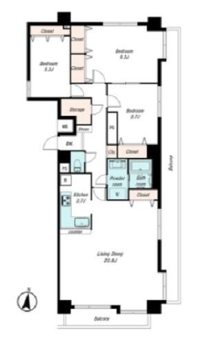 ライオンズマンション小石川第5間取り図