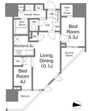 プラウド文京千駄木 1306号室 間取り図