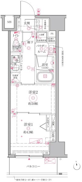 クレイシアIDZ江戸川橋 302号室 間取り図