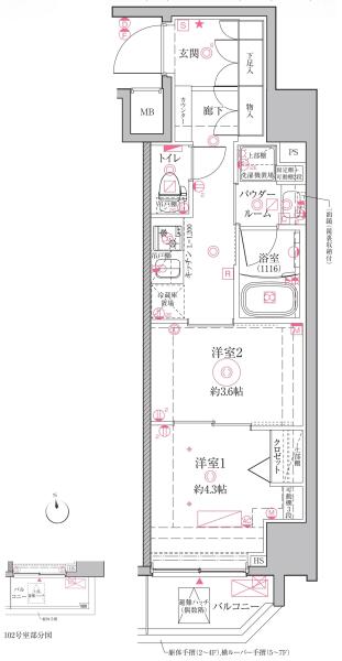 クレイシアIDZ江戸川橋 304号室 間取り図