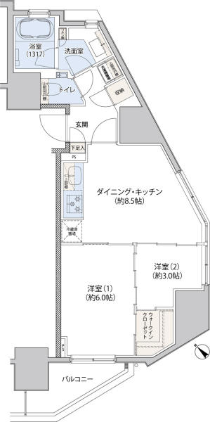 クレヴィアリグゼ小石川 1003号室 間取り図