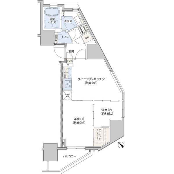 レジディア文京小石川II（クレヴィアリグゼ小石川） 1303号室 間取り図