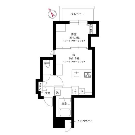 ラ・ペルラ文京小石川 304号室 間取り図