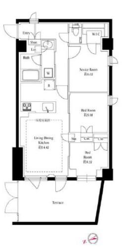 343レジデンス後楽園（オープンレジデンシア） 101号室 間取り図