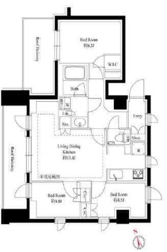 343レジデンス後楽園（オープンレジデンシア） 601号室 間取り図