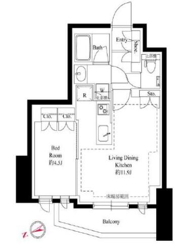 343レジデンス後楽園（オープンレジデンシア）間取り図