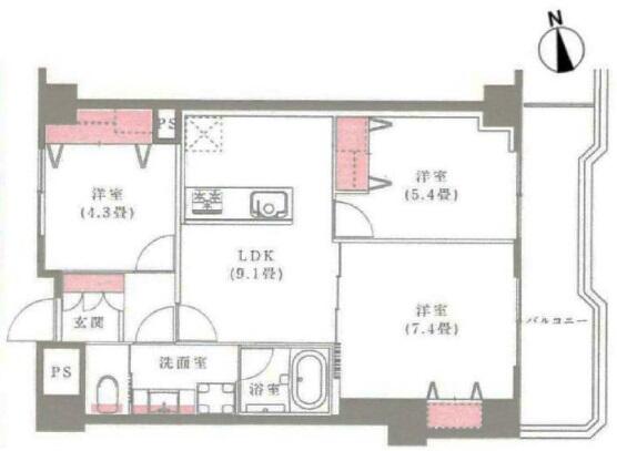 朝日江戸川橋マンション 703号室 間取り図