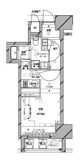 ステージグランデ文京白山 203号室 間取り図