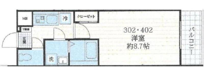 フォセット千駄木 302号室 間取り図