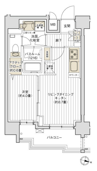 デュオヴェール飯田橋 402号室 間取り図