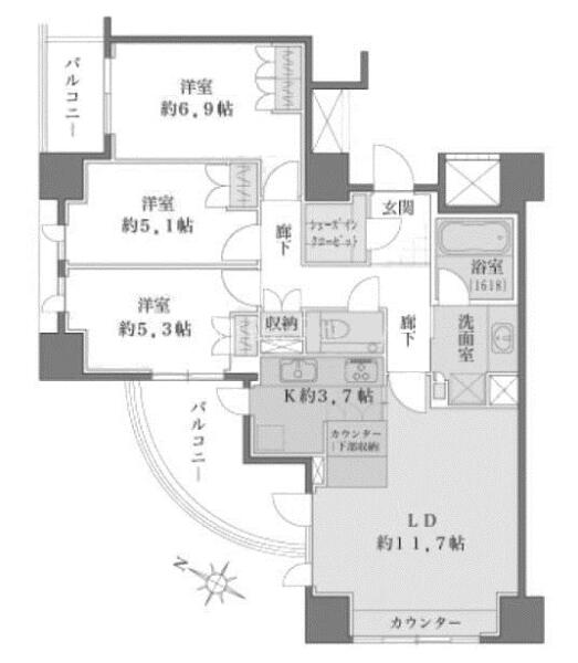 アトラスヒルズ文京白山 3F 間取り図