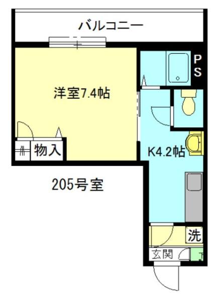 カーサ・ルネス 205号室 間取り図