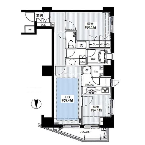 サンウッド文京千駄木フラッツ 403号室 間取り図