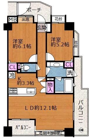 びゅうパルク文京向丘 1302号室 間取り図