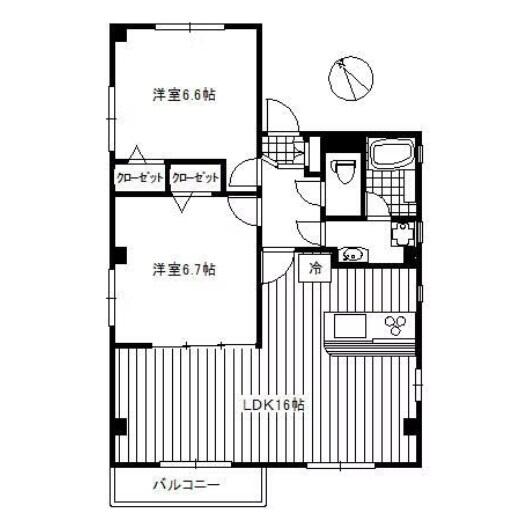 プティシェーヌ茗荷谷 201号室 間取り図