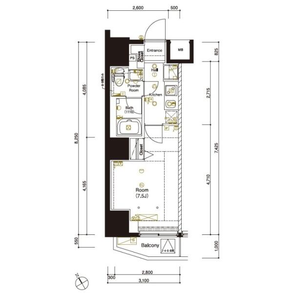 マーロ後楽園 301号室 間取り図