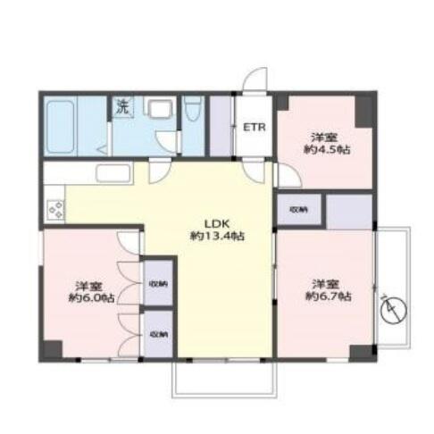 TKパークサイド白山 102号室 間取り図